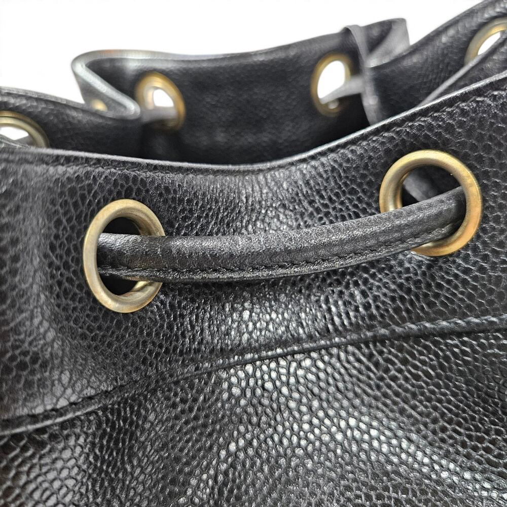 Vintage 90's Chanel Large Triple CC Bucket Bag Black Caviar Leather - Picture 10 of 13